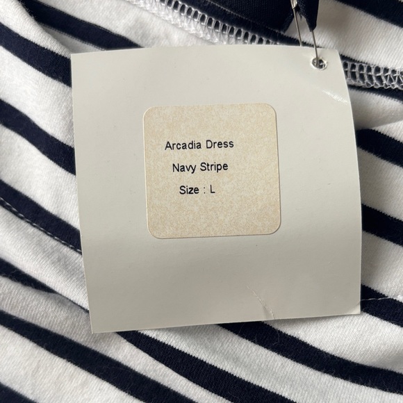 💙 Duffield Lane Striped Short sleeve Dress Women’s Large NWT Cotton Spandex 💙 - Picture 8 of 12